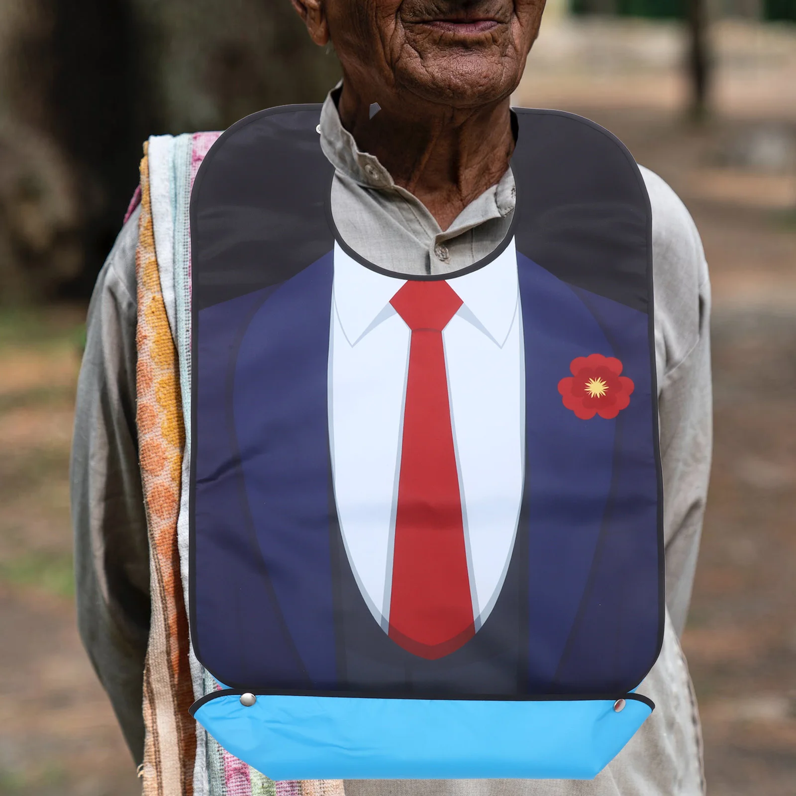 

Adult Eating Bib for Elderly Adjustable Waterproof Reusable Seniors Dining Apron Gift for Dad Grandpa Father's Day Present