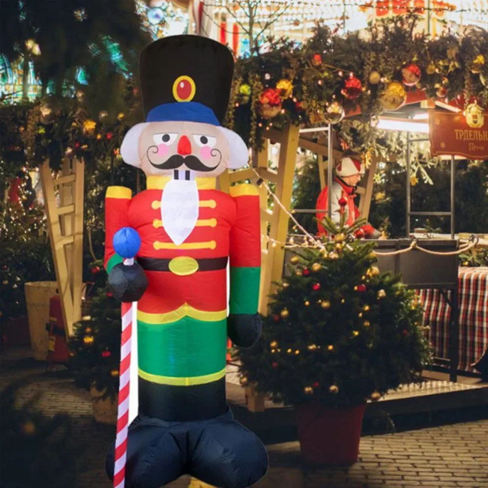 New Creative 2.4m Nutcracker Christmas Inflatable LED Light Outdoor Holiday Decoration Christmas Inflatable Home Decor Doll Toys