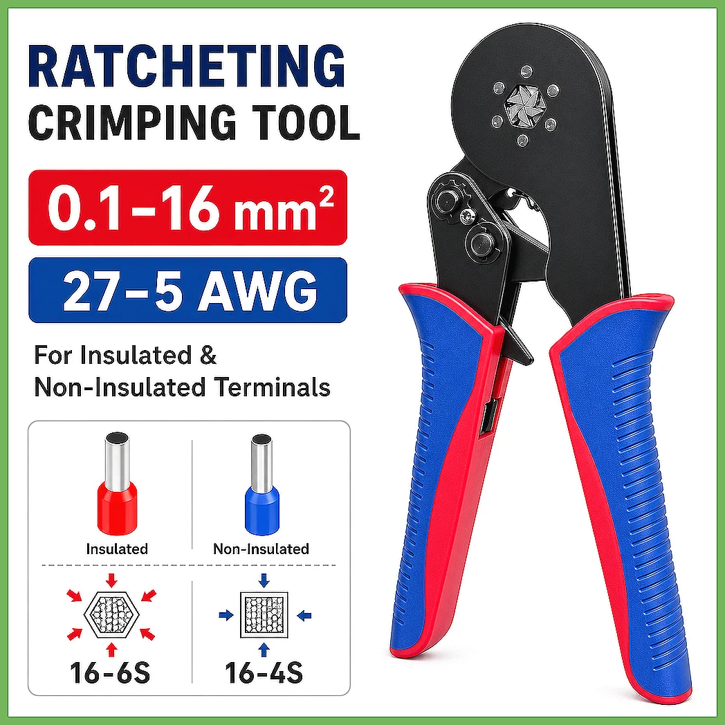 Professional Tubular Terminal Crimping Pliers HSC8 16-4S 16-6S 16mm² Crimper Tool for Wire Connector Ferrule Household Electr