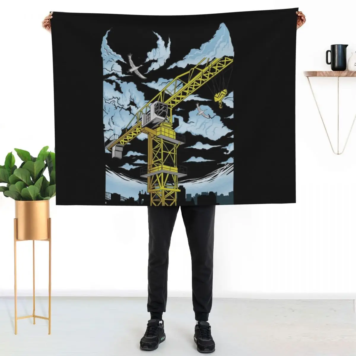 Tower Cranes Work Throw Blanket Winter beds Plaid Camping Cute Picnic Decorative Throw Blankets