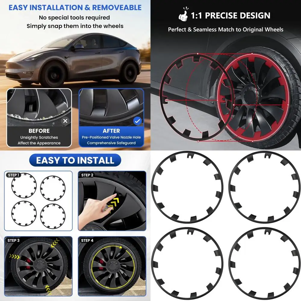 

Подходит для Tesla Rim Protector Model Y Performance 21 дюймов 2020-2024, 4 шт. ABS индукционные колеса Uberturbine, совместимая защита обода