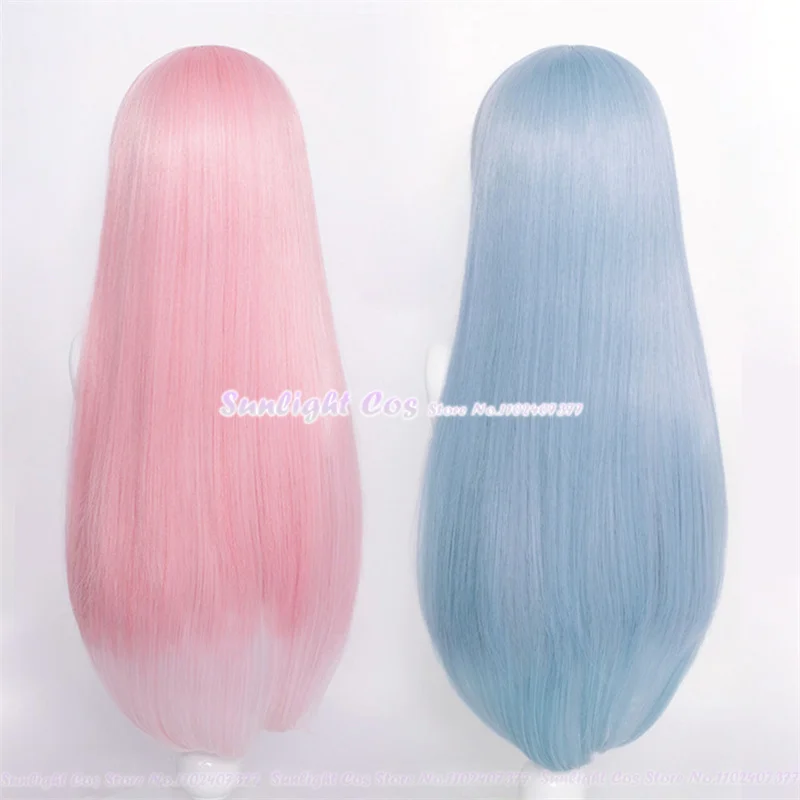 Anime Cosplay Ram Rem parrucca Cosplay 80cm parrucca lunga resistente al calore capelli sintetici parrucche da donna