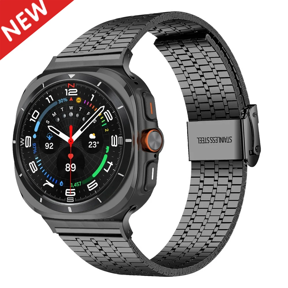 

Luxury Stainless Steel Strap for Samsung Galaxy Watch Ultra 47mm NO GAPS Band for GALAXY WATCH ULTRA Metal Curved End Bracelet