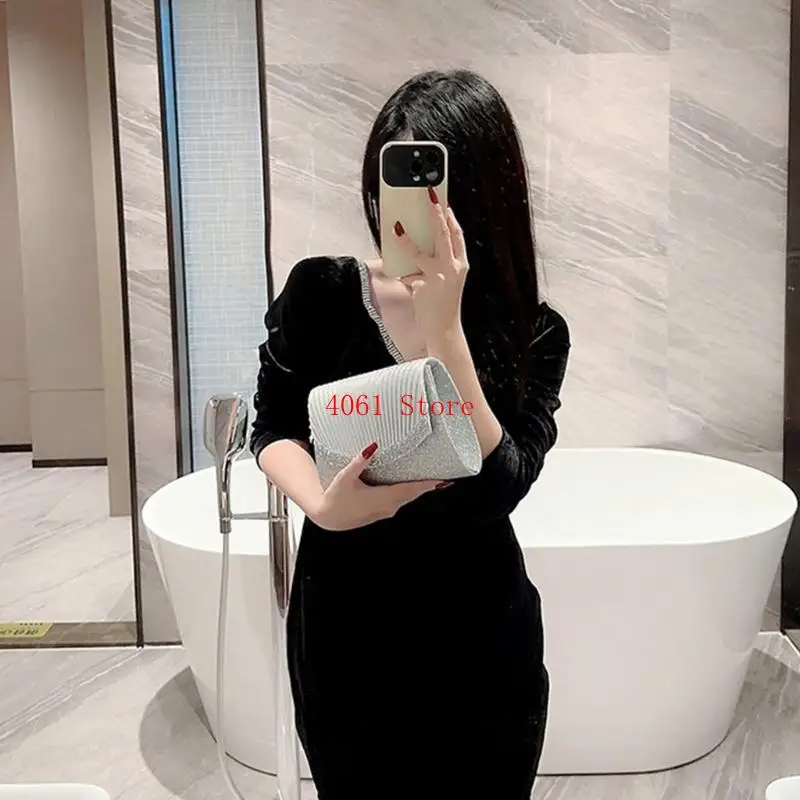 

Женская блестящая сумка для плеча на плечах идеально подходит для свадеб и свиданий