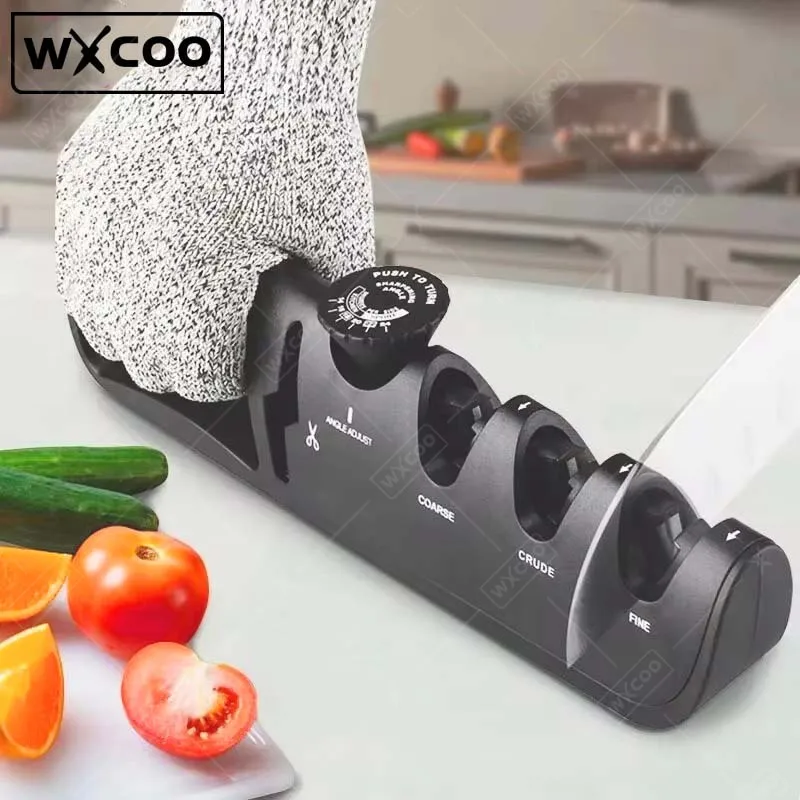 

Knife Sharpener Angle Adjustable 4 Stages Scissors Sharpening Stone Professional Kitchen Grinder Knives Whetstone Sharpener Tool