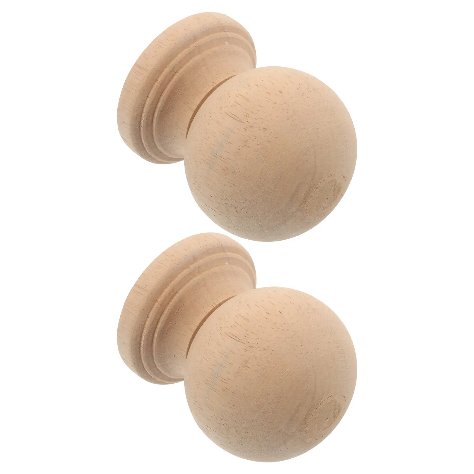 2Pcs Unfinished Solid Wood Finials Elegant Carved Stair Railing Parts Fence Gate Toppers Decorative Wooden Finials for Bed Posts