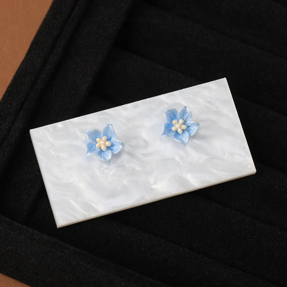 

Blue Camellia Flower Flower Stud Earrings Ear Buckle Ear Accessories Flower Ear Stud Resin Korean Style Korean Flower Earrings