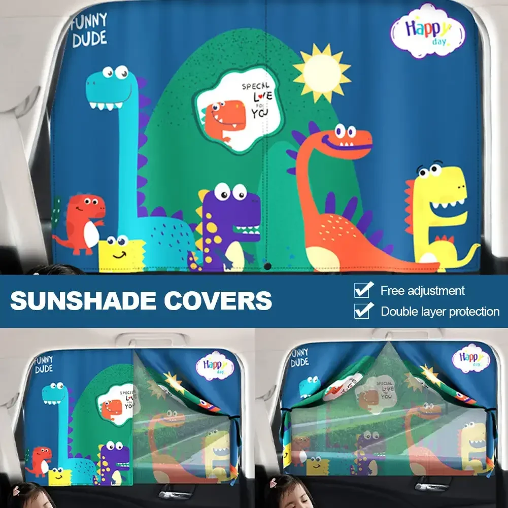 Car Curtain Cute Spaceman Magnet Side Window Sunshades Windshield Sunshade Rear Side Auto Window Sunshade Cover For Children