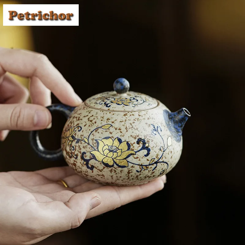 

190ml Intertwine Branch Lotus Xishi Teapot Handmade Tea Infuser Pot Tea Maker Kettle With Ball Hole Tea Services Ornaments Craft