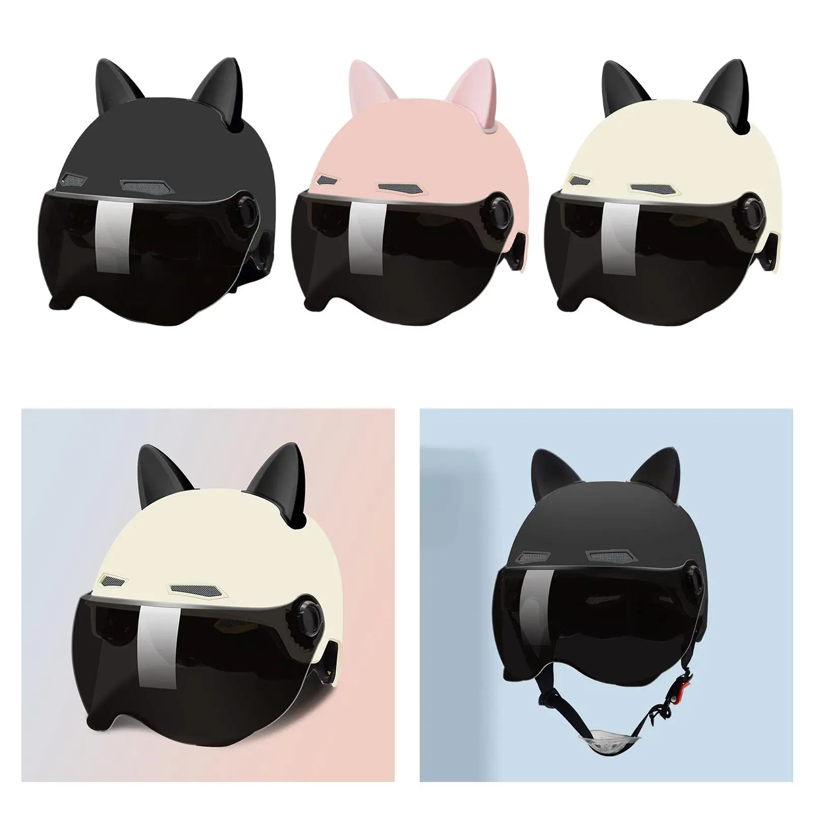 Motorcycle Helmet with Visor for Men Women Cute Ear Design Motorbike Helmet