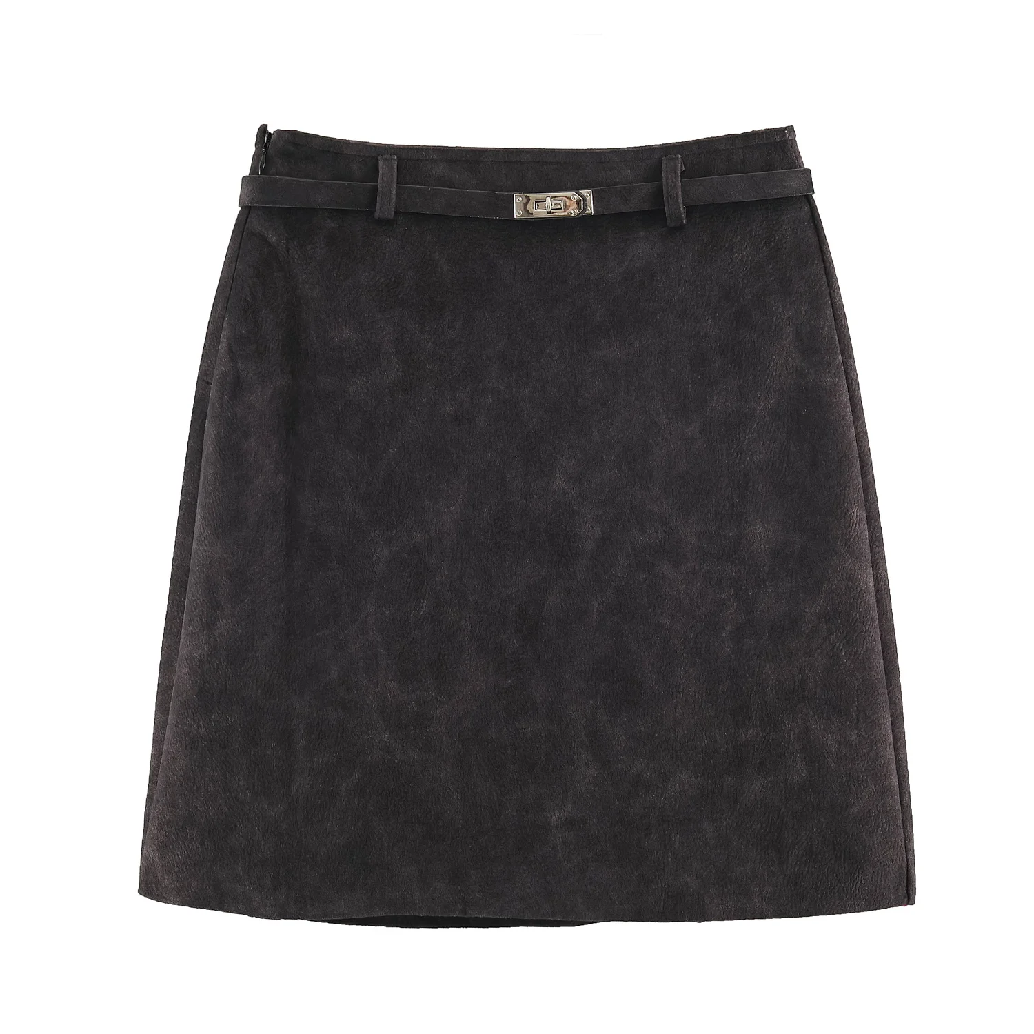 KONDALA Damen Herbst-Chic-Rock mit Gürtel aus Kunstwildleder, Vintage Kurzrock für den Alltag, 2026 Herbst-Winter Trendiger Eleganter Rock mit hoher Taille – Detail 5