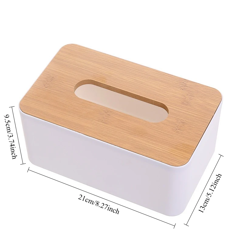 غطاء صندوق مناديل بسيط مع سطح خشبي متعدد المقاسات منظم تخزين PP مقاوم للغبار لهدية حمام السيارة المنزلية #4
