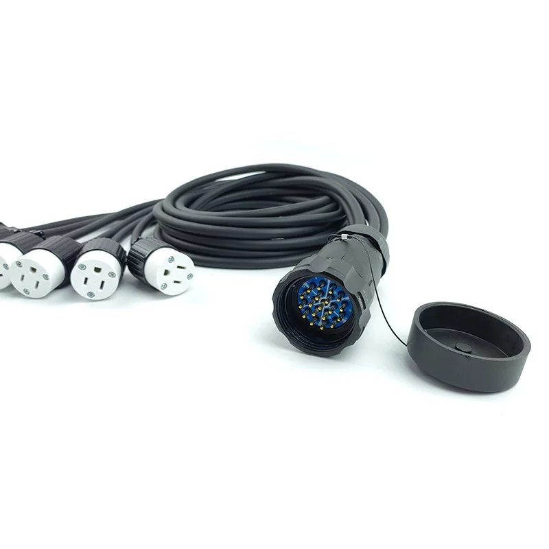19-Pin Socapex Male/Female to 6 Units Edison 15A/20A Male/Female Connectors Power Cable Fan Cable Extension for Fans