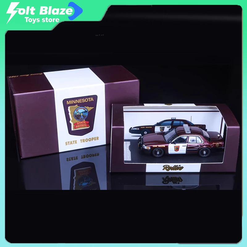Rollin 1/64 Ford CV Victoria MSP Minnesota State Patrol DieCast Alloy Car Model Simulation Collecction Car Room Display Boy Gift