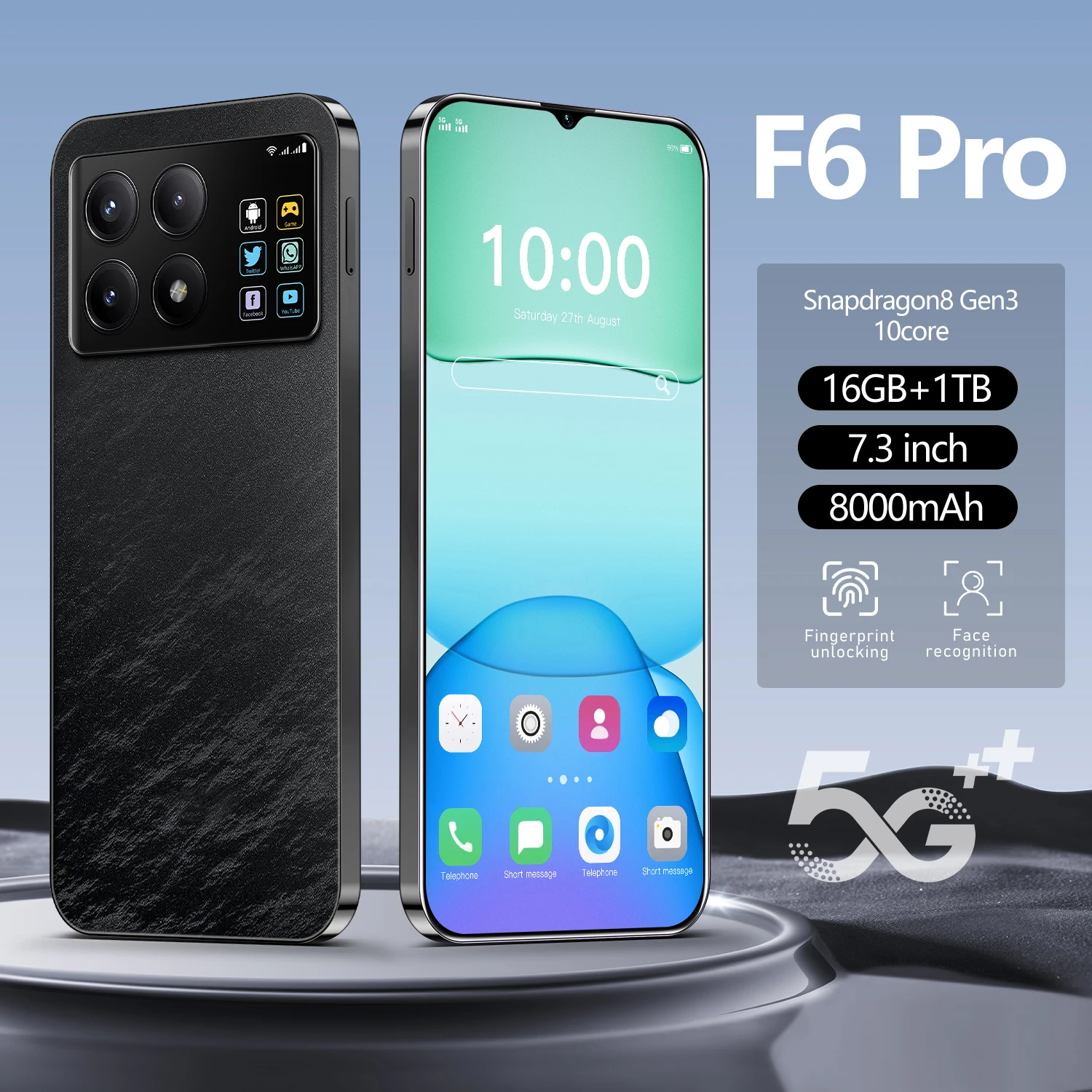 

Original F6pro Smartphone 5G Global Version 7.3Inch HD+ 10 Core 8000mAh Unlocked Snapdragon 8 gen3 Android Mobile Phones Celular