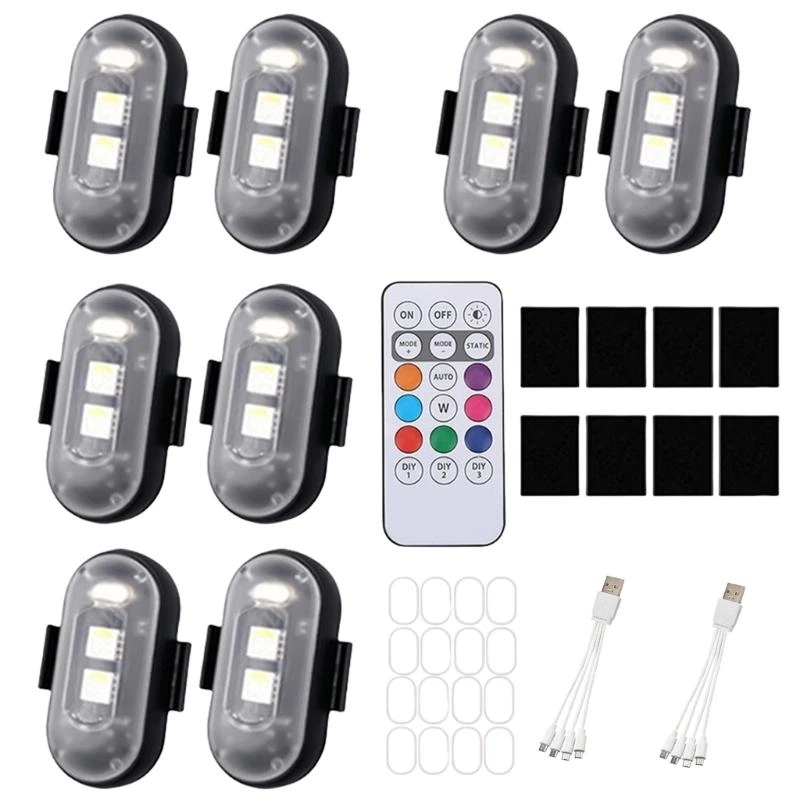 Mini Designs Wireless LED Flashing Lights with Remote Control USB Charges LED Flashing Lights Simple Use for Car Motor
