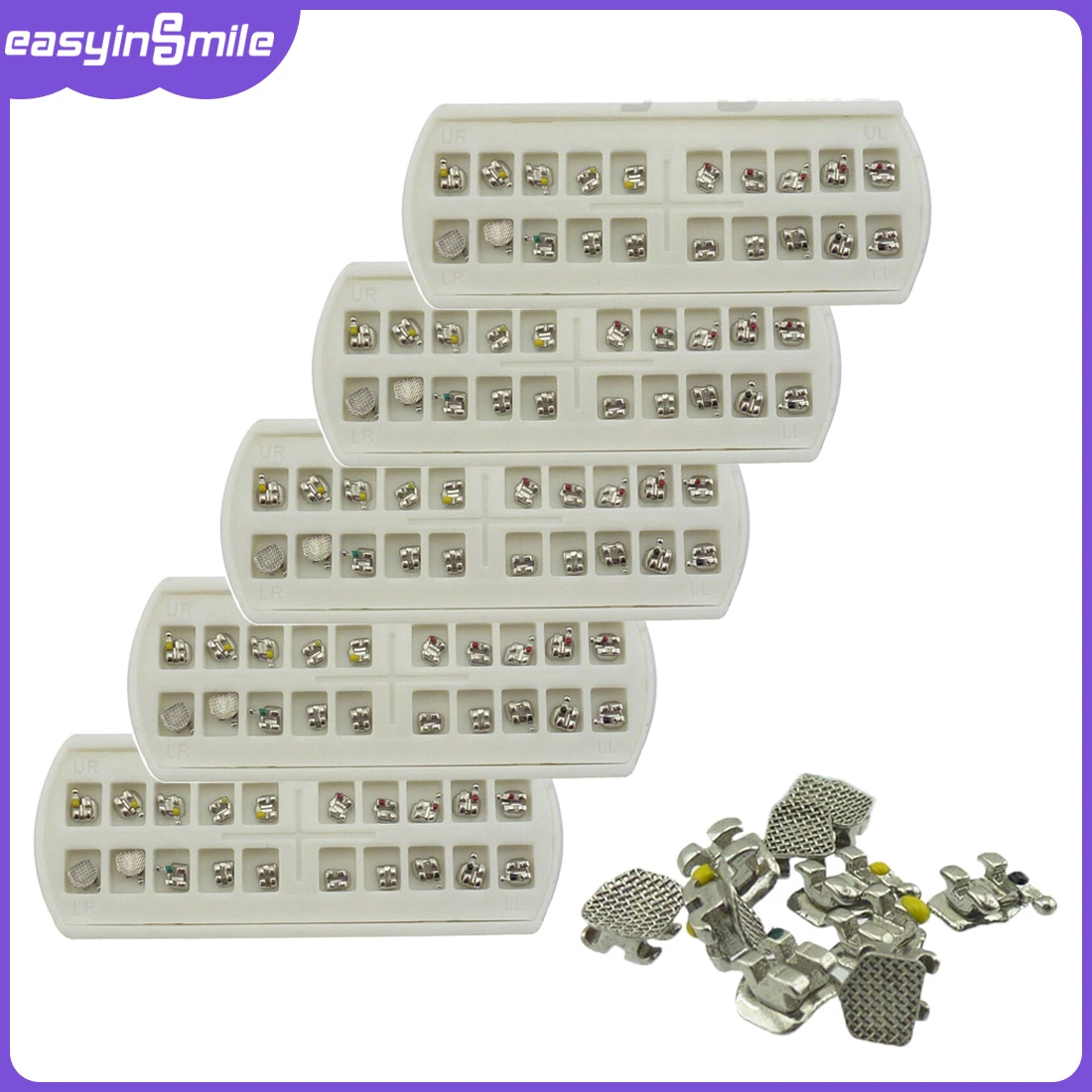 

EASYINSMILE Dental Brackets Roth/MBT 345 022 Mini Braces Metal brackets orthodontica Dentist Tool