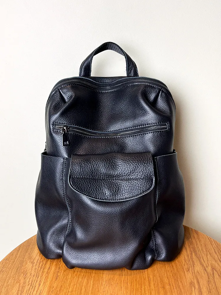 Luxury Leather Backpack Women's Large Capacity First Layer Cowhide  Commuter Travel Women's Backpack Computer Bag