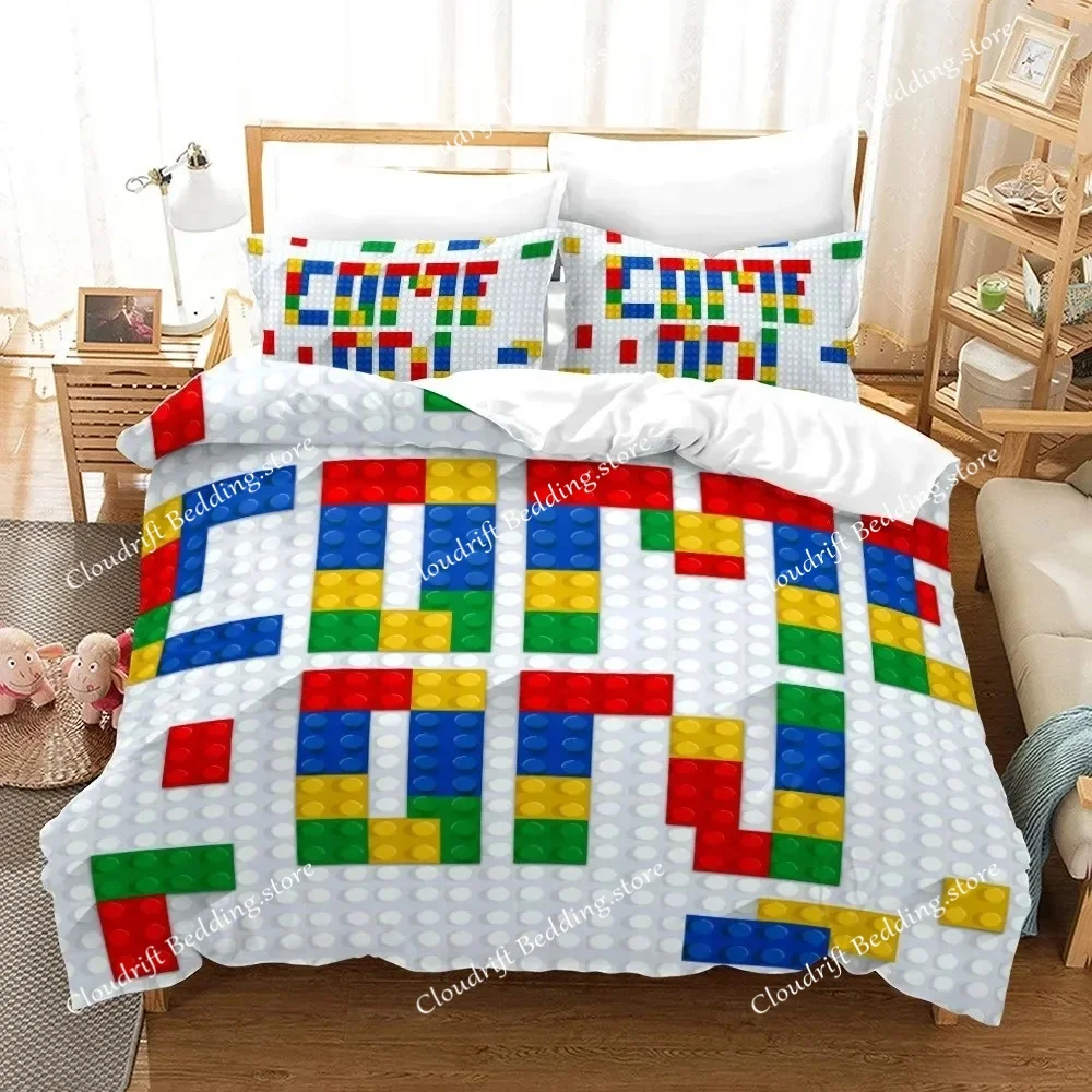 Official Colorful Blocks 3D Bedding Set. Duvet Cover with Pillowcases for Twin, Full, Queen, King Beds. For Fans & Gamers.