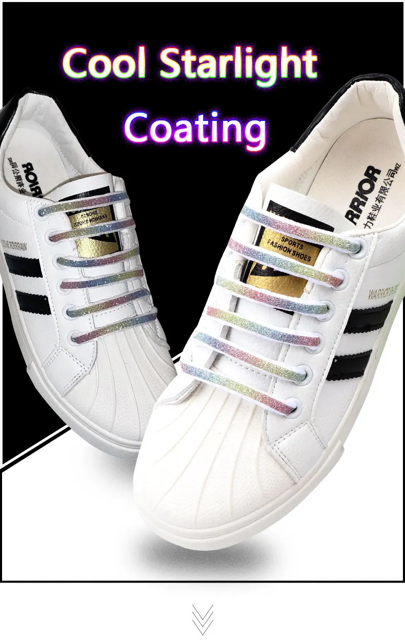 Leuchtende Halbkreis-Schnürsenkel, flache, runde, reflektierende Schnürsenkel, bunte, sternförmige Laserschnürsenkel für Sportschuhe, Basketballschuhe – Detail 3
