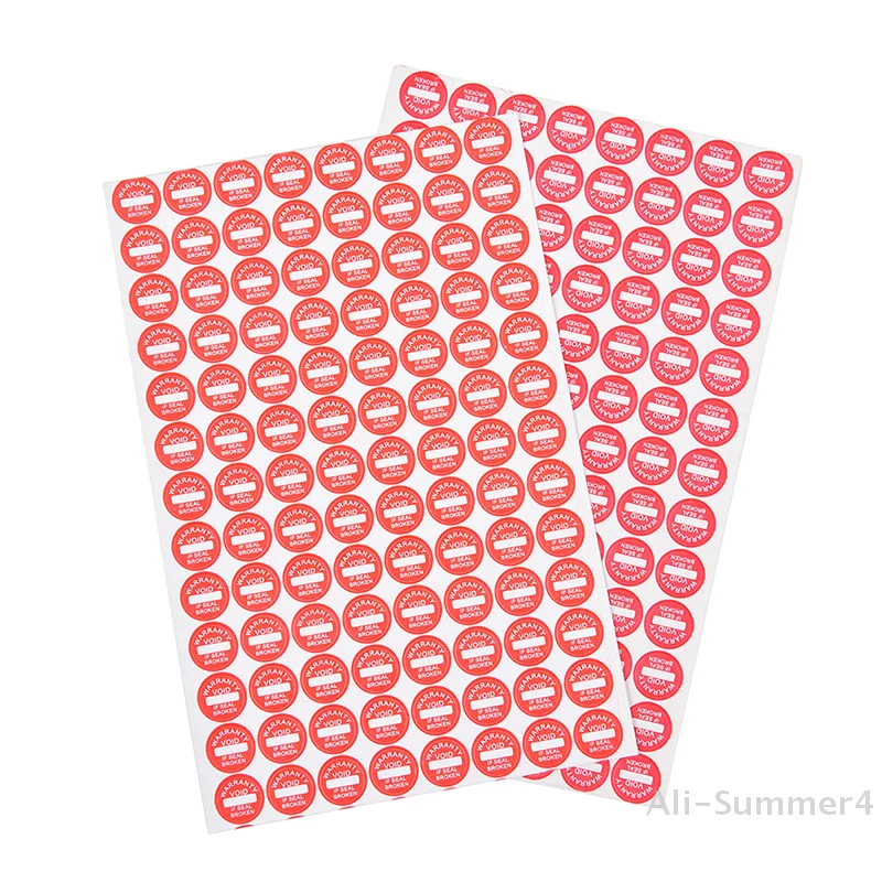 208 قطعة 10 مم ضمان ملصق ختم هش ملصق باطلة عالمي مضمون