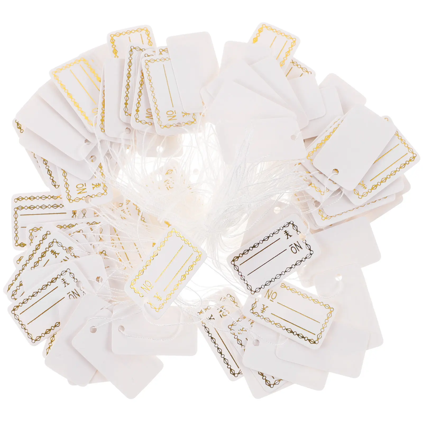 

500Pcs Lightweight Paper Price Tags with String Easy Hang Removable Blank Labels for Jewelry Clothes Shoes Stationery Display