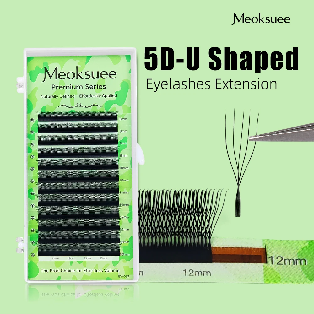Meoksuee U-förmige 5D Wimpernverlängerung Premium Weiche Vorgefertigte Fan U Wimpern Natürliche Wimpern Schönheit Make-Up Großhandel