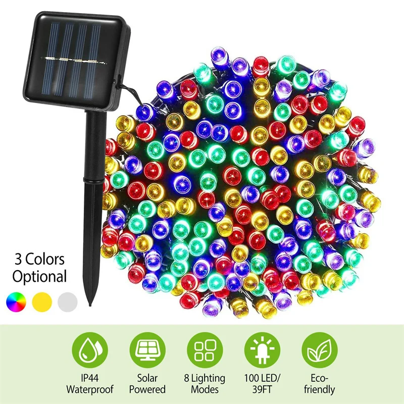 5/7/12/22M LED Solar String Light Garland Fairy Lights Colorful Solar Lamp Waterproof Christmas Outdoor Lighting for Garden