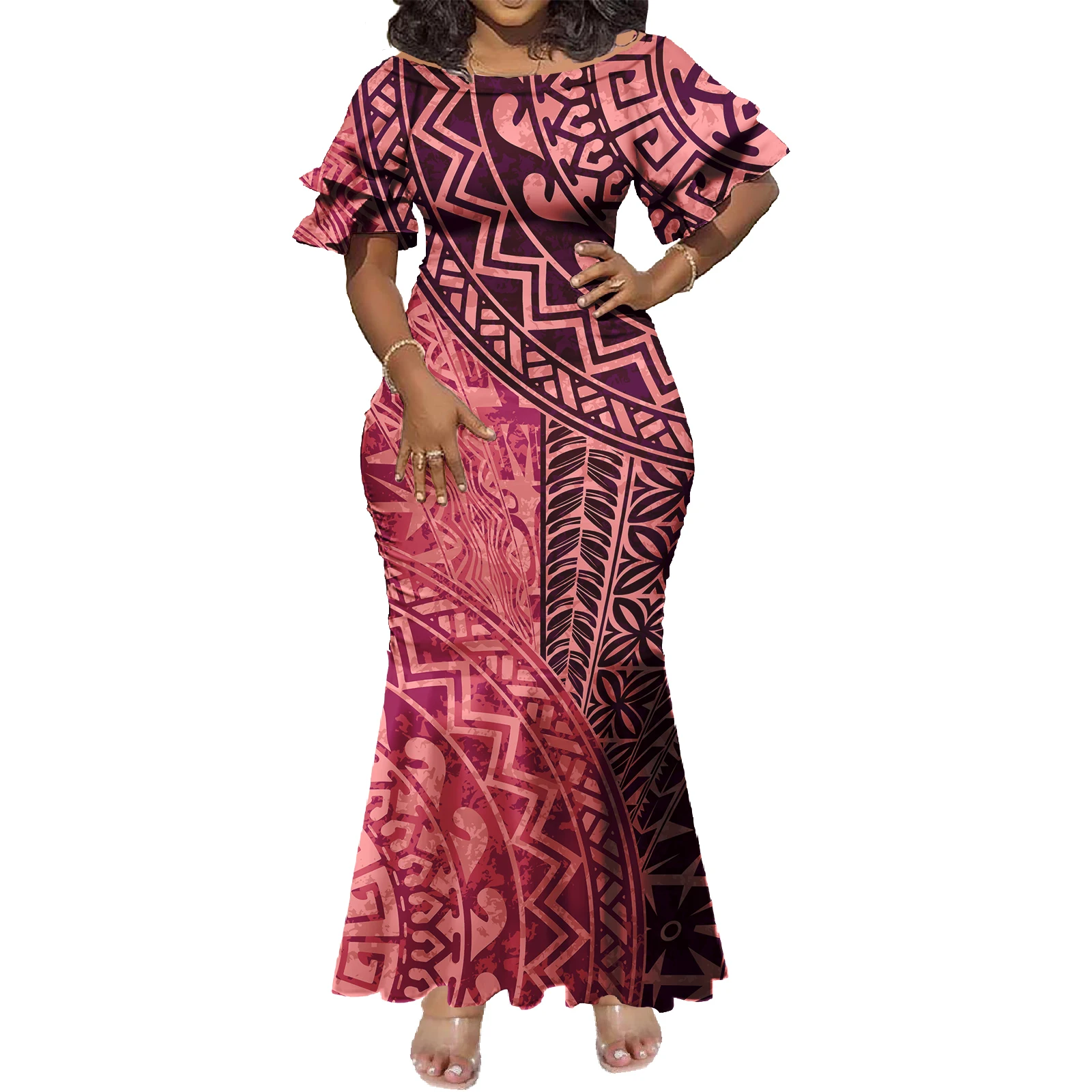 Plus Size Women\'s Dresses Gown Hawaiian Fashion Samoan Dress Island Style Clothing Elegant Evening Maxi Dress