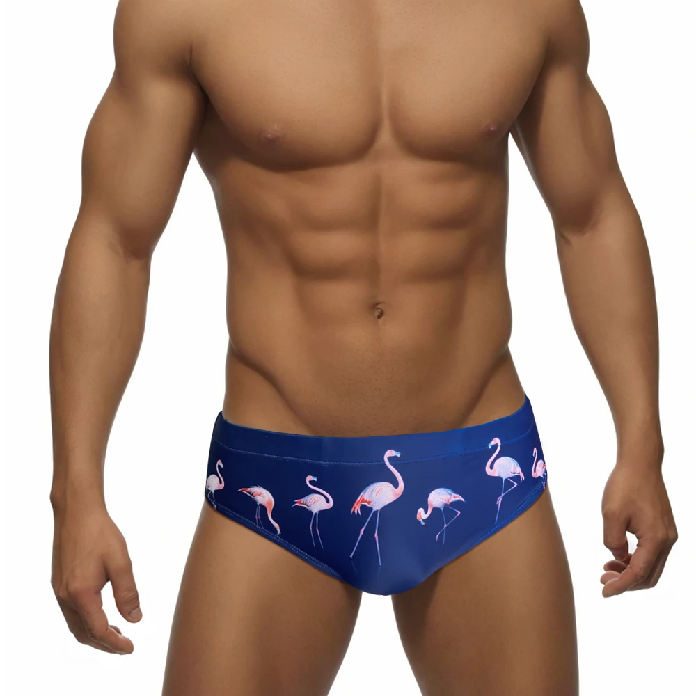 

Sexy Mens Printed Swimwear Quick Dry Breathable Swim Briefs Low Waist Bathing Swimsuits Fashion Pad Push Beach Surfing Shorts