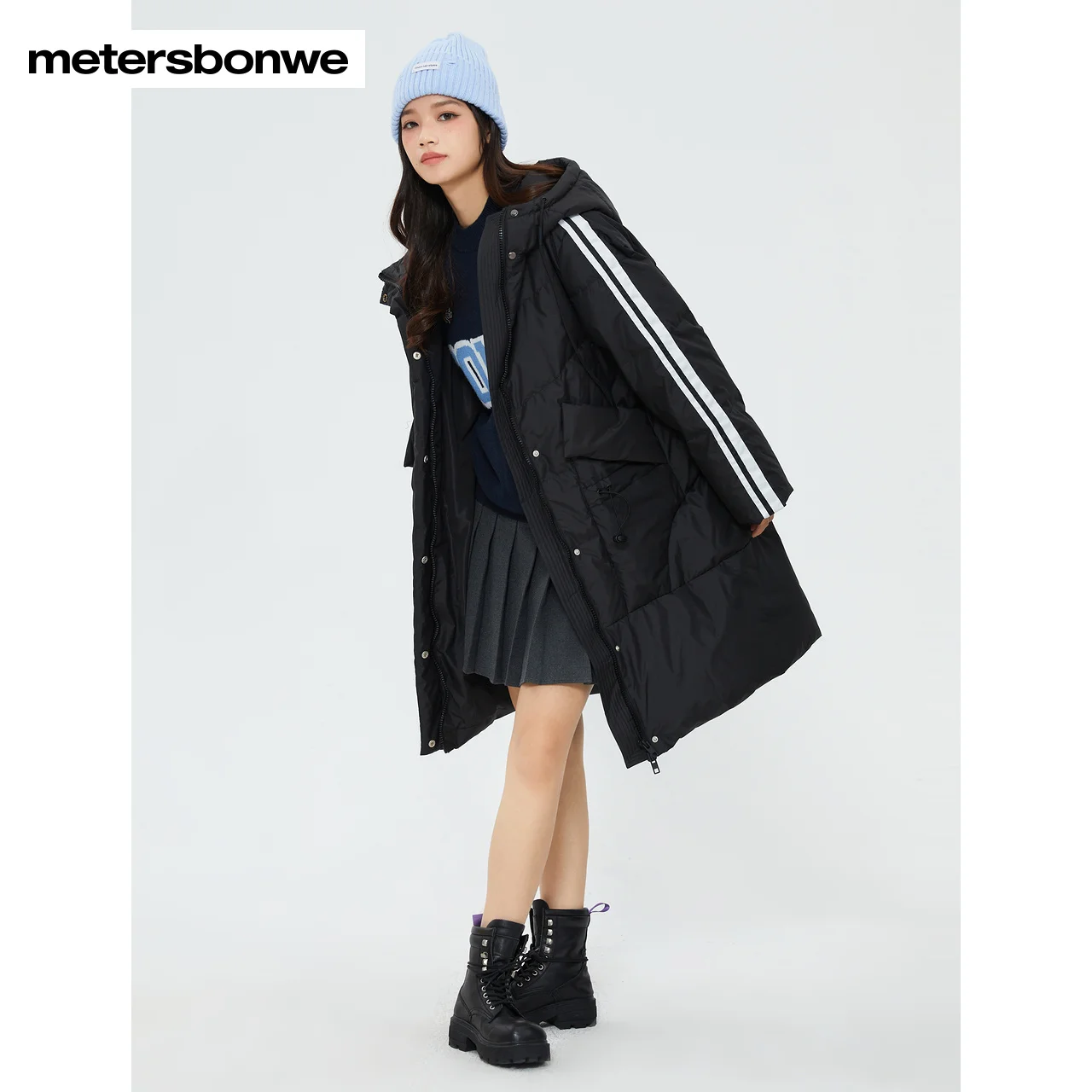 Metersbonwe Long Hooded Down Jacket Women Thick Winter Parker Coat Ladies 2023 New Fashion Warm Jackets Casual White Outerwear