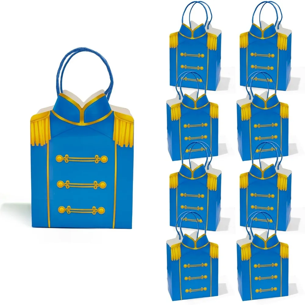 8pcs Royal Prince Party Favor Bags Blue Suit Candy Treat Goodie Gift Bag Boy Birthday Baby Shower Fairytale King Party Supplies
