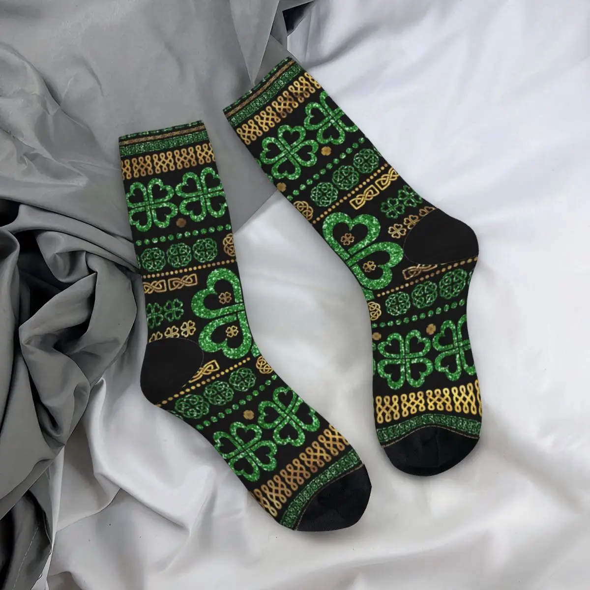 

Shamrock Four-leaf Clover Ornament Gifts for men Sport Breathable Soft Unisex Socks High Elastic Middle Tube Stocking