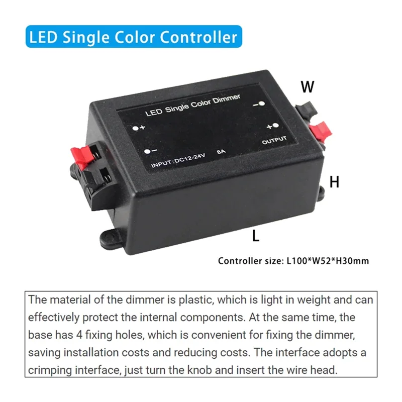 

ABJN-12V 24V DC 8A Single Color LED Strip Light Dimmer 1-Channel PWM Signal Controller With 3-Key Remote