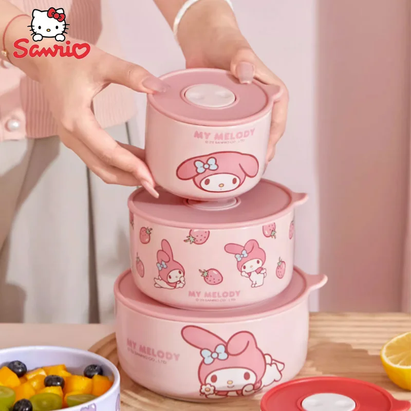 

Cartoon Cute Sanrio Sealed Lunch Box Microwaveable Ceramic Bowl Students Lunch Box Tableware