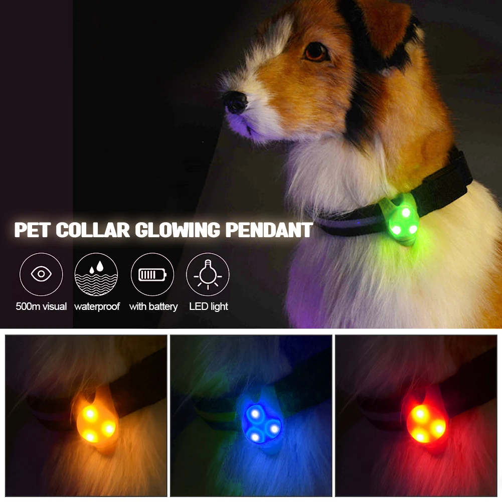 Pet Led Silicone Rubber Pendant Night Safety Flashing Glow Light Blinking Led Collar Luminous Pendant For Pet Dog Puppy Necklace