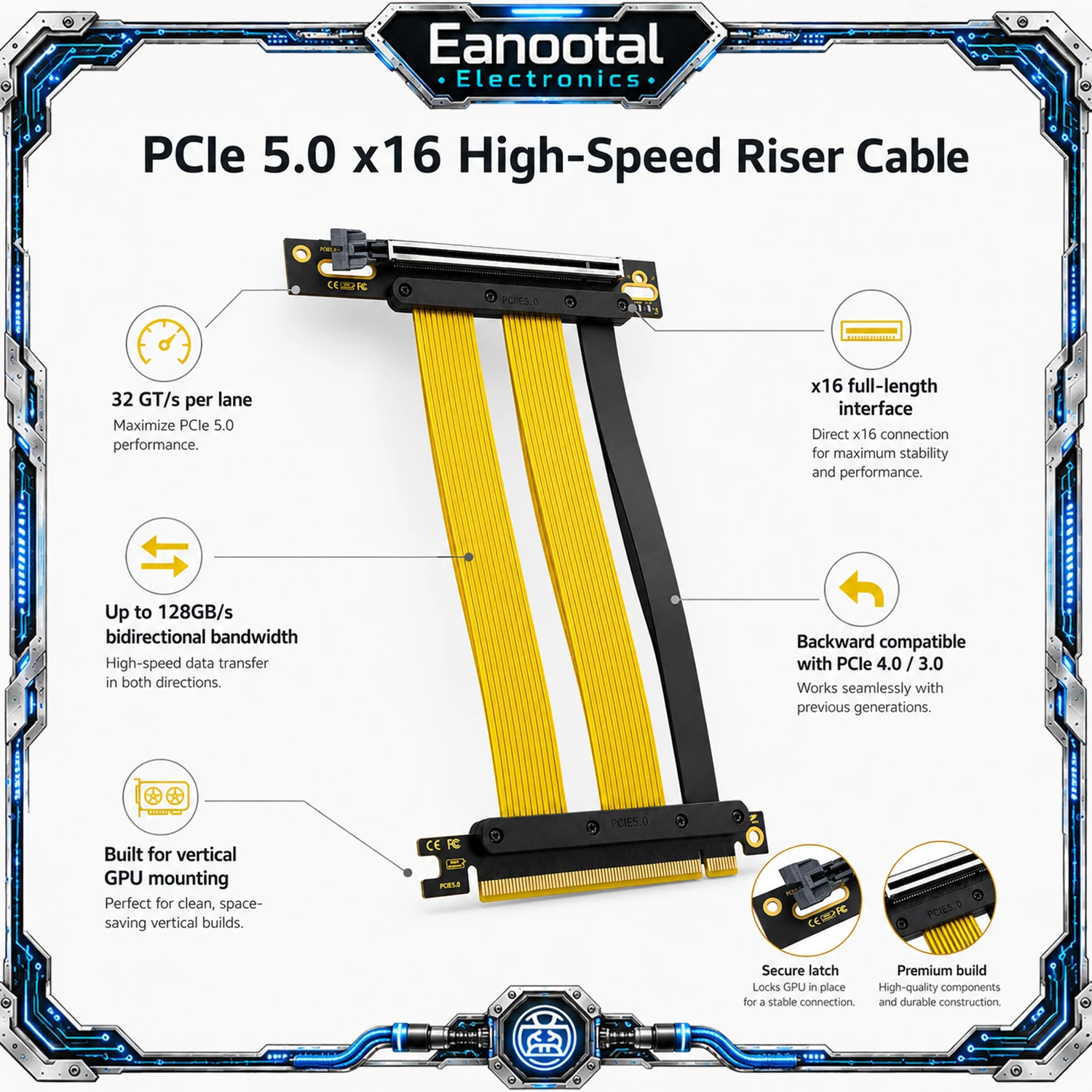 PCIe 5.0 X16 GPU Riser Cable G - Gpu Vertical Mount review and price