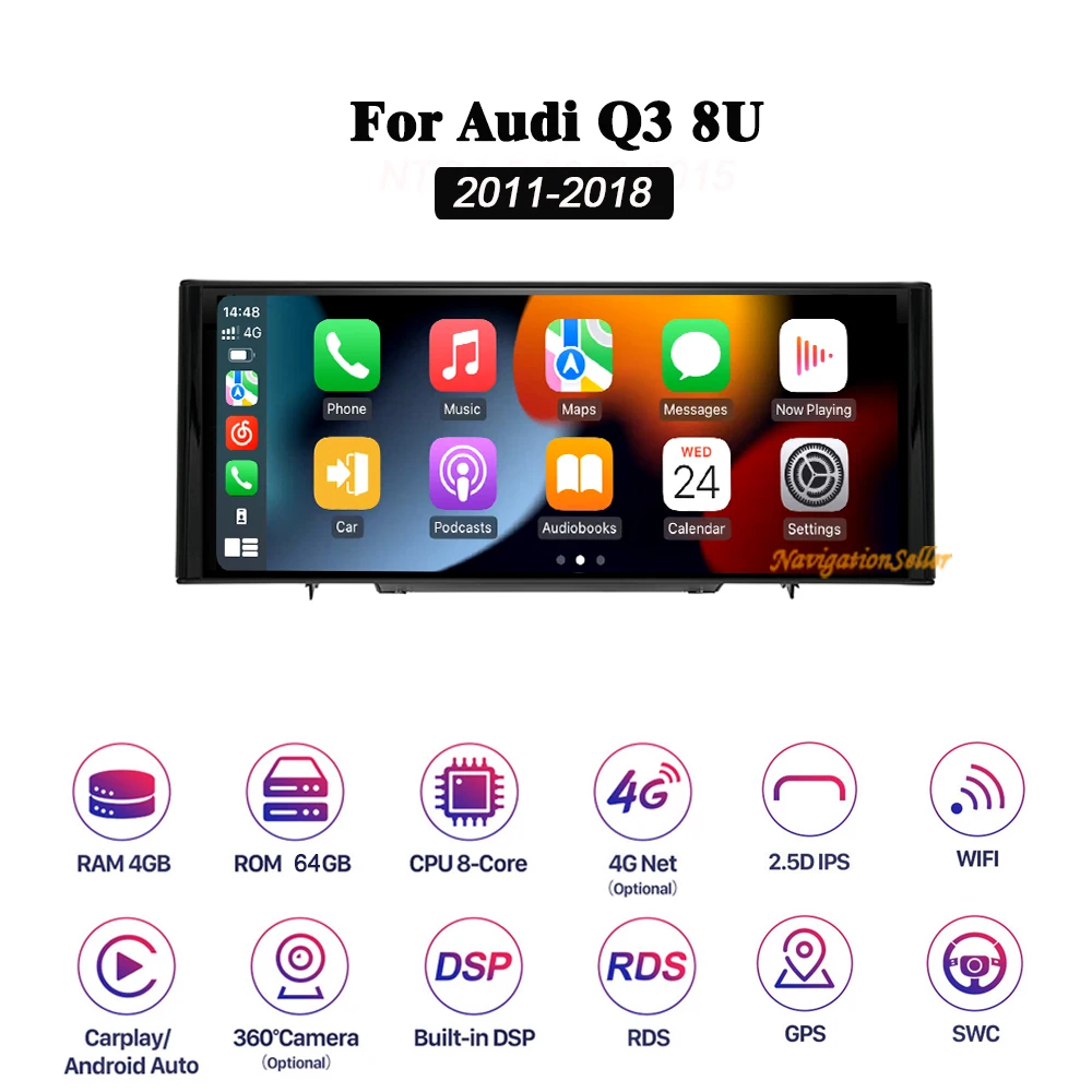 

Factory Price 10.25" 8 Core Android13 Wireless Carplay Auto For 11-18 Year AUDI Q3 Car Player Multimedia GPS Navigation Screen