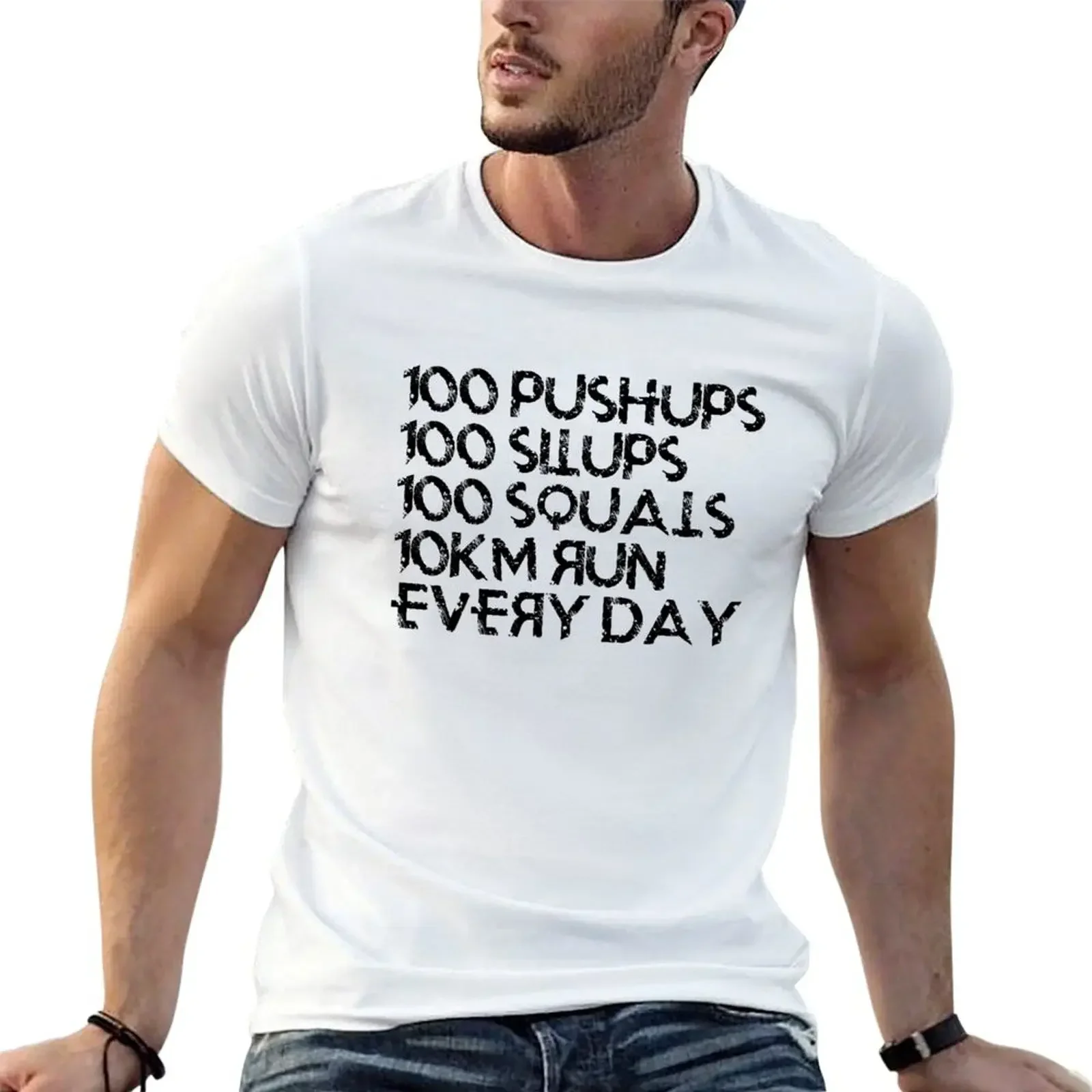 100 Pushups T-Shirt vintage graphic tee cute clothes quick-drying shirts men