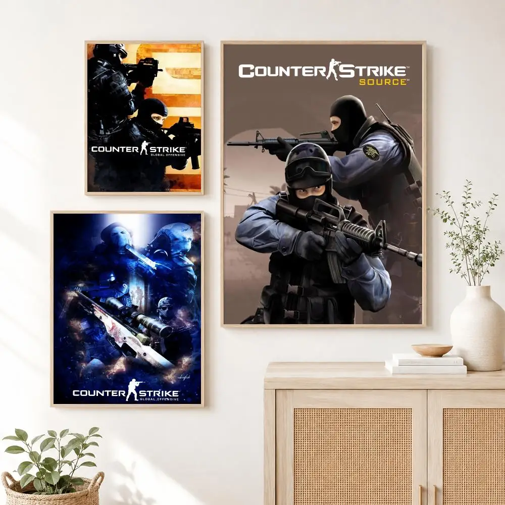 Classic Game CSGO C-Counter-Strike Poster Self Adhesive Wall Art Decor for Bedroom Living Room Office Home Decor Gift