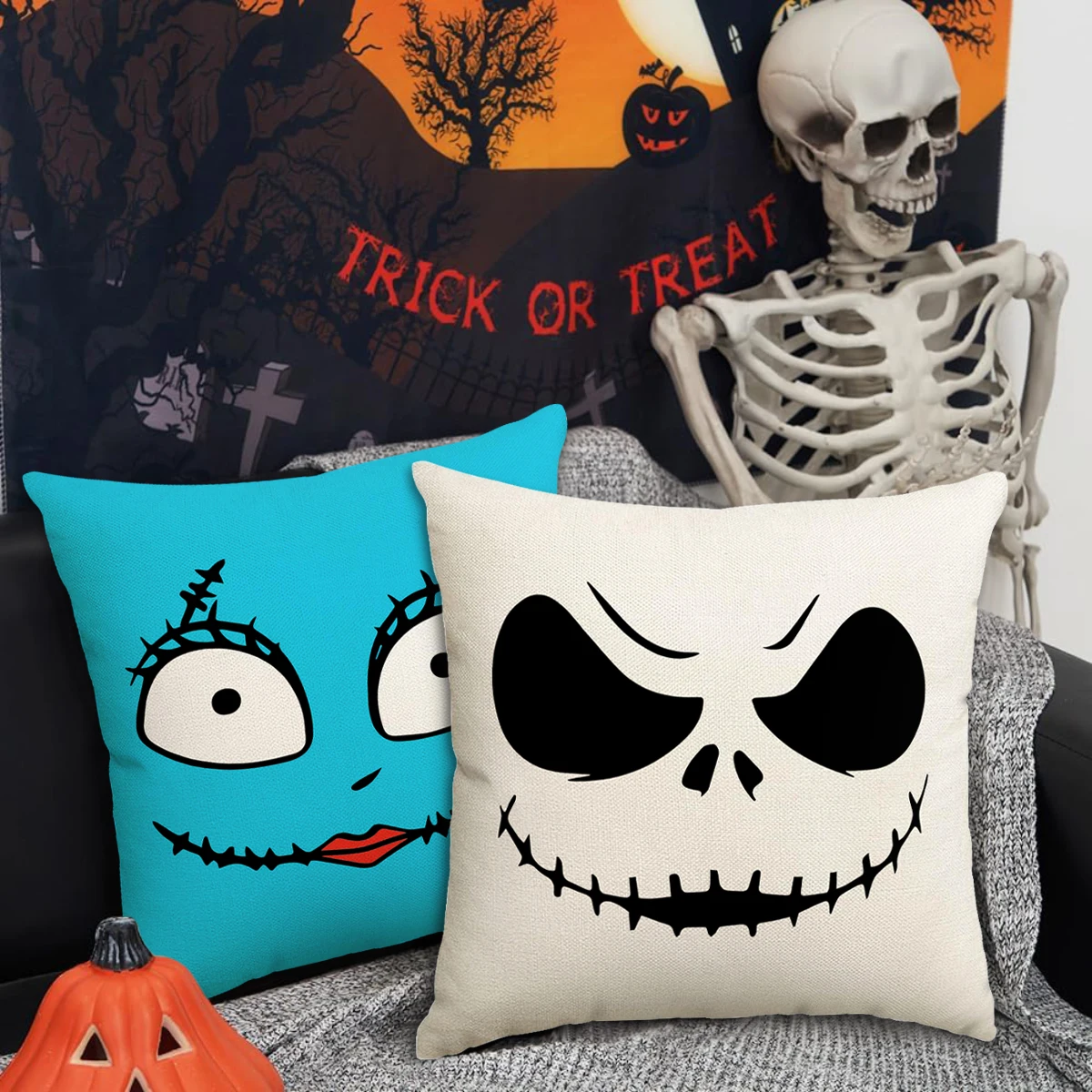 وسادة رعب الهالويون ، غطاء وسادة أريكة ، غرفة معيشة منزلية ، 1 ديكور ، 4