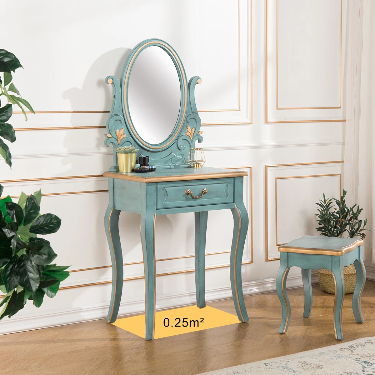 American dressing table retro Mediterranean style makeup table end of bed with mirror beauty table and chairs European style