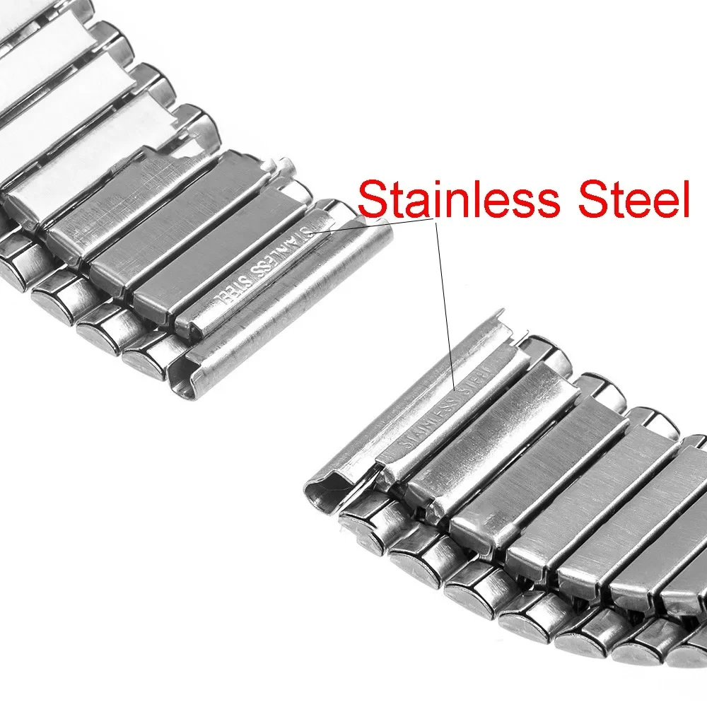 12 14 16 18 20 22mm Stainless Steel Elastic Strap Polished Band Metal Bracelet Watch Accessories for Samsung Watch3/4/5/6