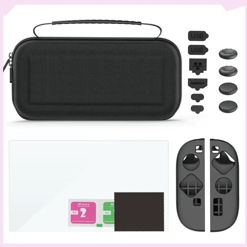 B24B For Switch 2 Model Carrying Case 9 In 1 Silicone Cover Screen Protector Dustproof Handle Accessories Kit
