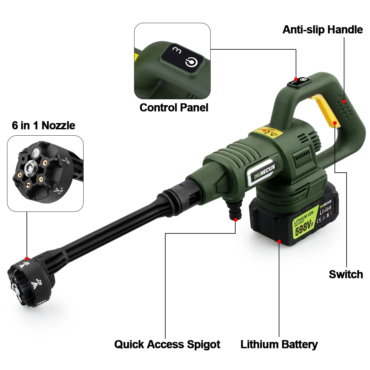 Pistola de agua de jardín sin escobillas para batería Makita de 18V, arandela eléctrica de alta presión, 3 engranajes, pantalla Digital, 200Bar