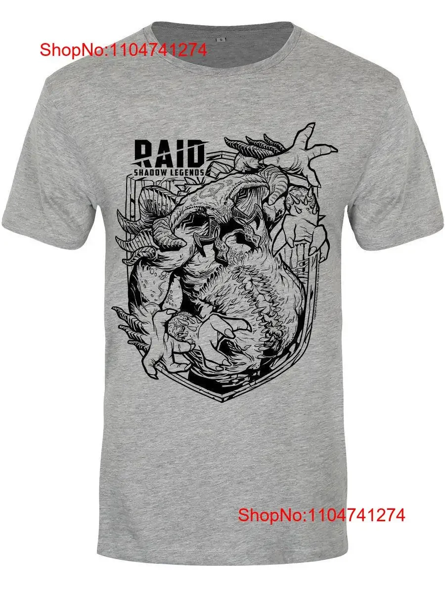 RAID Shadow Legends oficial Demon Lord contorno gris camiseta vintage lavado ligeramente moda gráfico streetwear Casual