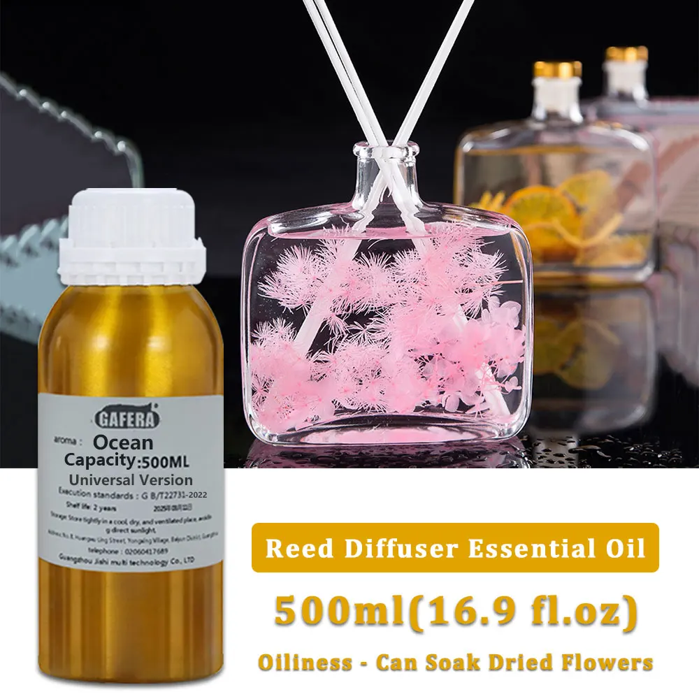 

GAFERA 500ml(16.9 fl.oz) Ocean/Rose Essential Oil -Hotel Diffuser Replenish Aroma Oil For Reed Diffuser & Flameless Aromatherapy