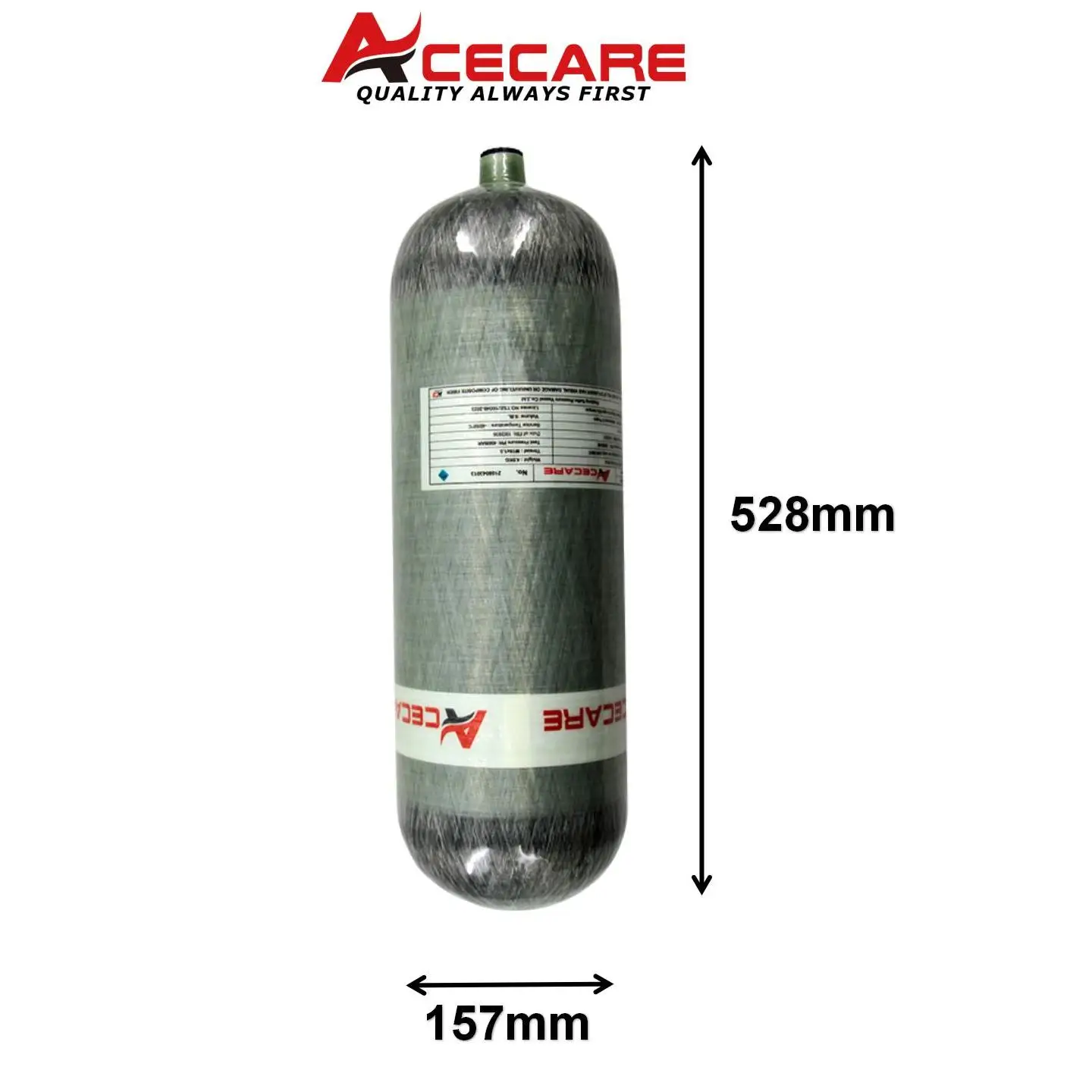 ACECARE 4500Psi 300Bar 30Mpa 6.8L/3L/2L Carbon Fiber Cylinder High Pressure Tank HPA Air Bottle for Diving Scuba M18*1.5