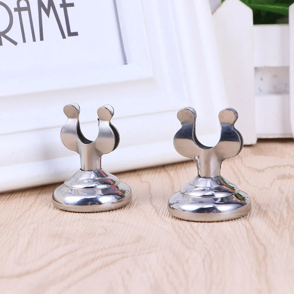 

4 PCS Menu Holder Flat Base Restaurant Meal Mini Sleek Design Stand Tabletop Elegant Silver