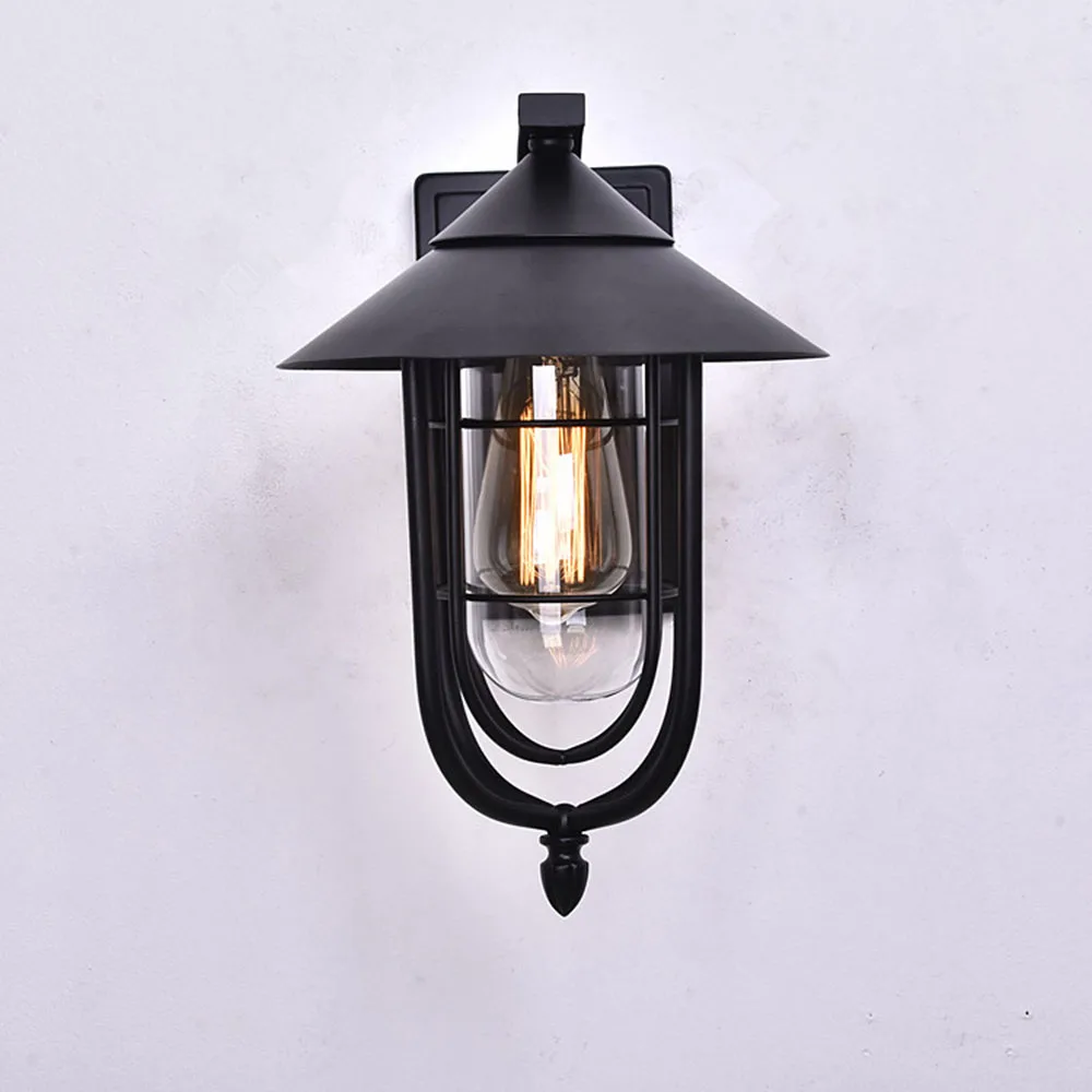 FCYAM Vintage Black Glass Outdoor Wall Light Detector Aplique Exterior Porch Motion Sensor Balcony Wall Mount Sconce Facade Lamp